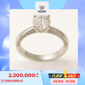 Nhẫn Cầu Hôn Bạc Đính Kim Cương CZ họa tiết trống đồng