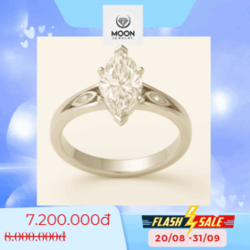Nhẫn Cầu Hôn Vàng Trắng 14K Đá Moissanite